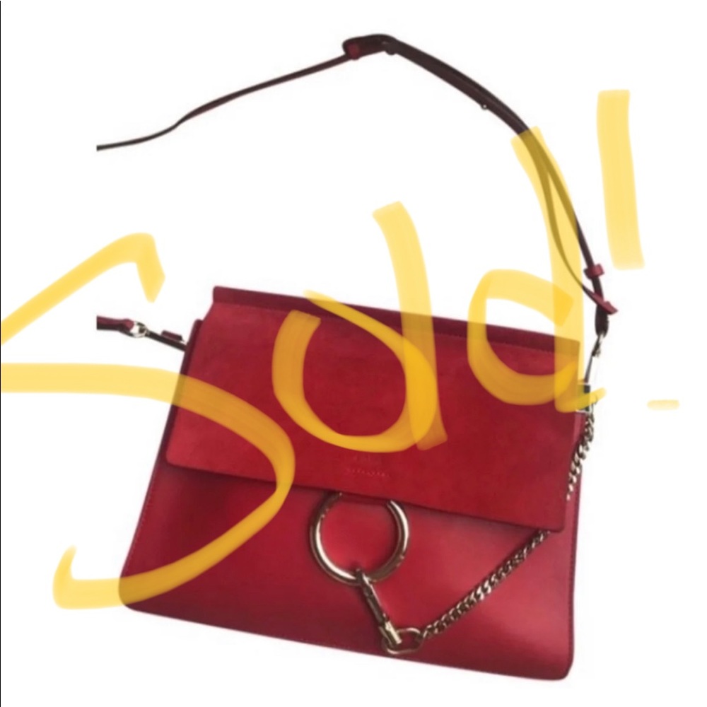 Chloe Medium Faye in Red Leather/Suede